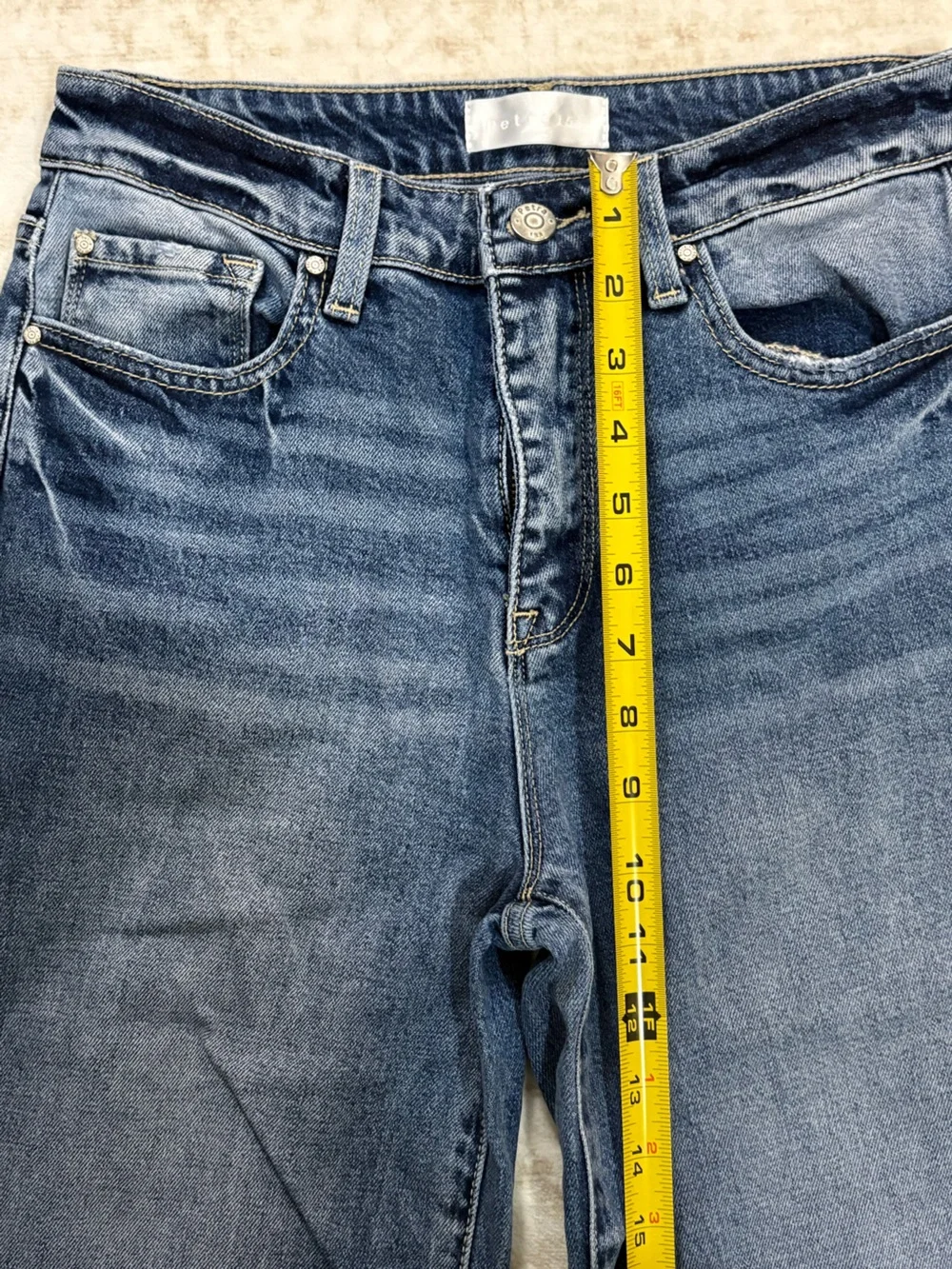 PETRA 5/26 medium wash wide leg jeans,